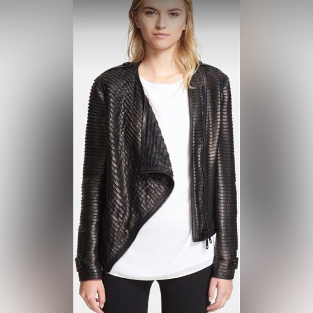 Burberry ‘Waddington’ lambskin leather jacket Size: UK 6